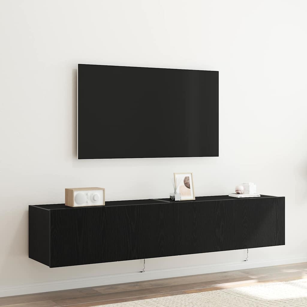 TV Wall Cabinet Black oak 80 x 35 x 31 cm Engineered wood